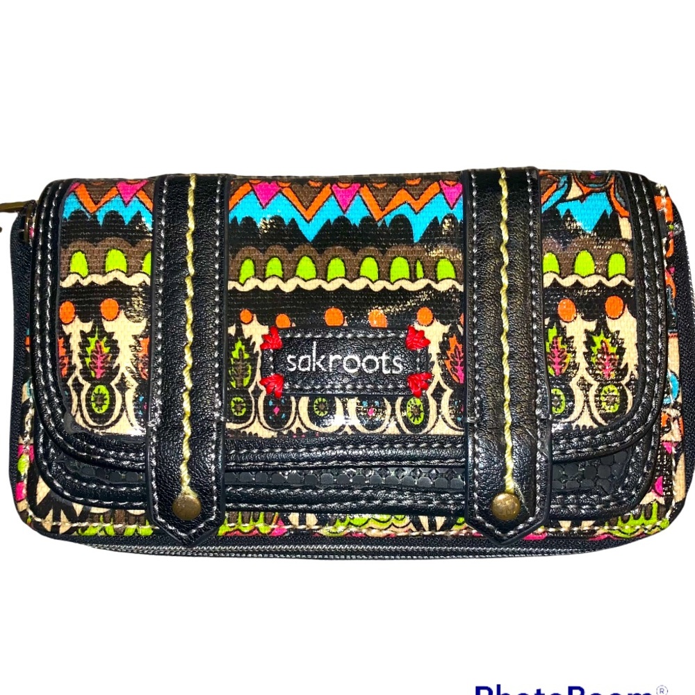 SAKROOTS Peace trifold Multi-color Wallet Coated Canvass Clutch Organizer